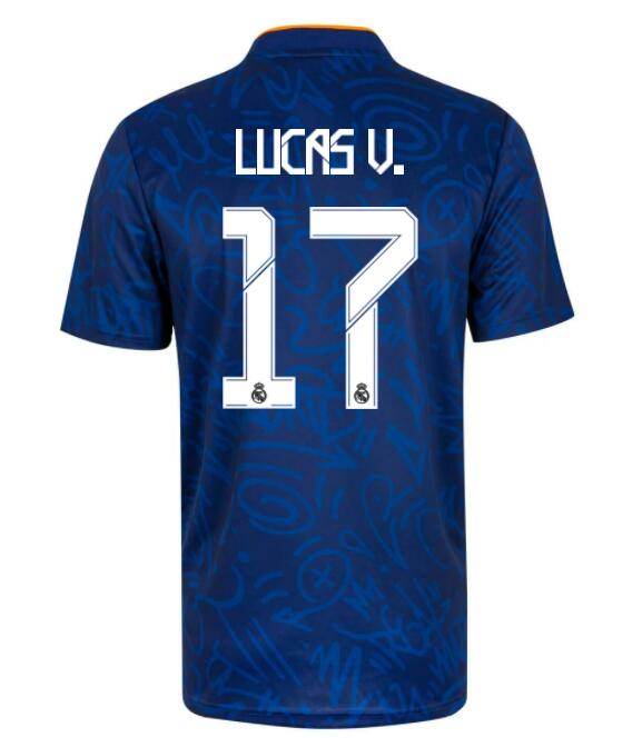 2021/22 Real Madrid Away Kit Soccer Jersey with Lucas V. 17 printing